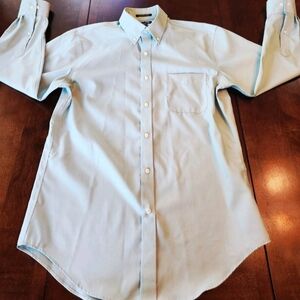 Lands' End No Iron Supima Pinpoint Men Long Sleeve Button Up Taylor Fit 15.5-32